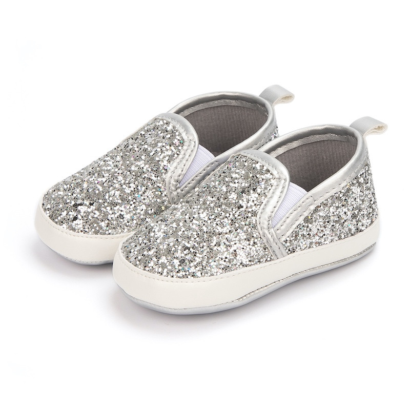 First Walker Sequin High Quality Moccasins Casual Comfortable Soft sole Flat Lazy Loafers baby toddler girl shoes Silver